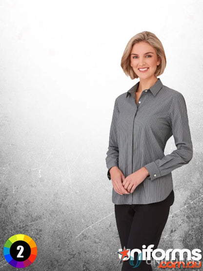 CC LS Stripe Shirt with long sleeves from City Collection range featuring button adjustable cuff