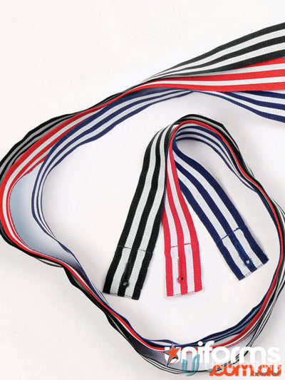 Striped elastic suspender straps for changeable two tone apron with a winning spirit vibe