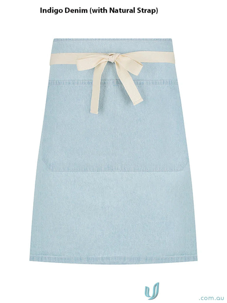 Indigo denim Charlie Waist Apron with natural cotton denim waist straps