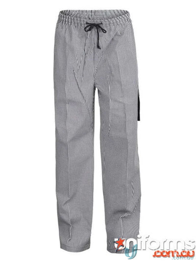 Chefs Check Cargo Pant with contrast gusset, comfy checkered chef pants for cooking tasks