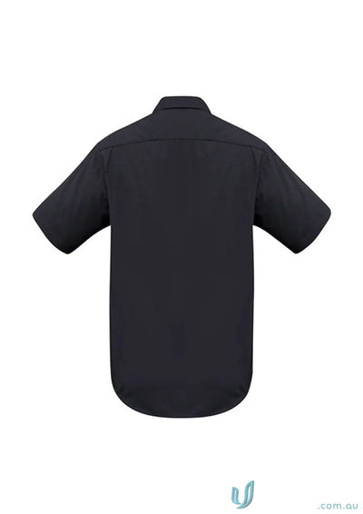 Black Chelsea SS Shirt in metro short sleeve poplin blend tee style with tapered fit