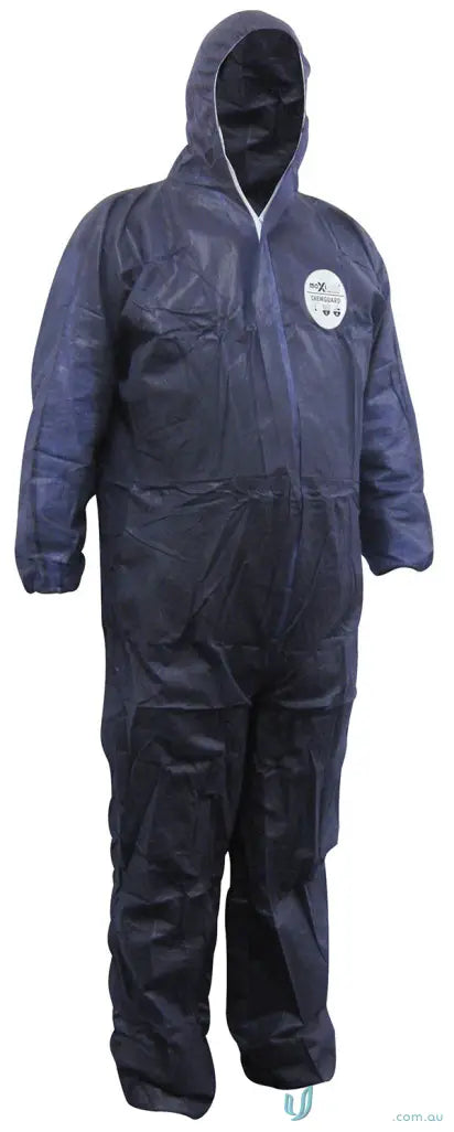 Navy blue Hooded Coverall from Chemguard Blue SMS Type 5/6 coveralls for protection