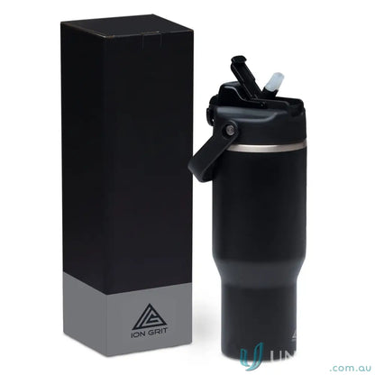 Black stainless steel ChillGuard 1L insulated bottle with double-wall vacuum and matt black finish