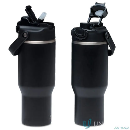 Stainless steel ChillGuard 1L insulated bottle with double‑wall vacuum and matte black lids