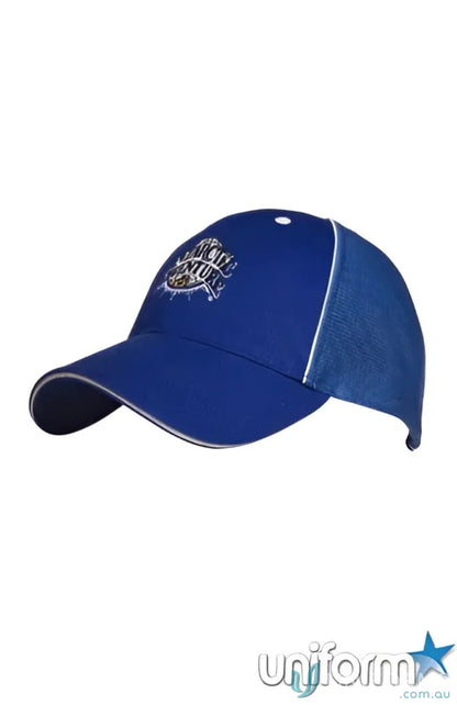 Blue baseball cap with mesh back from Chino Twill workwear collection for uniforms