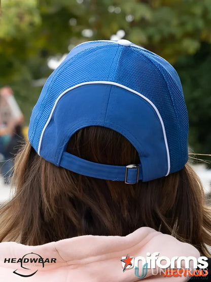 Blue and white baseball cap perfect for uniforms and workwear at Chino Twill with High Tech Mesh