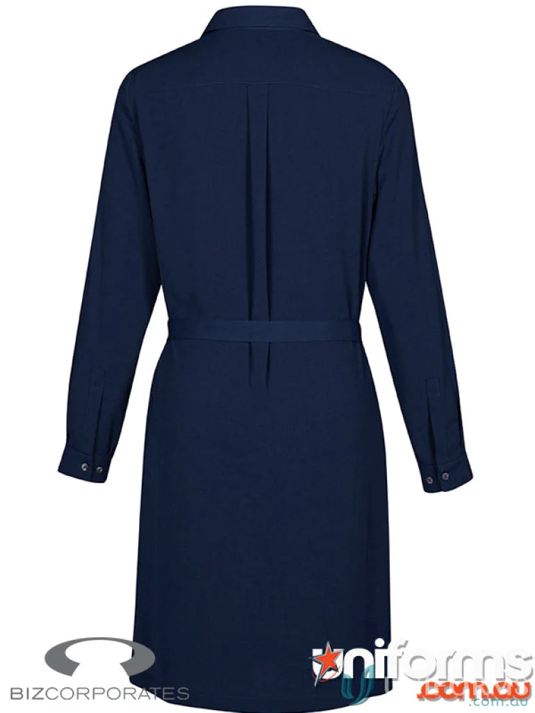 Navy blue Chloe Georgette Shirt Dress with wicking technology perfect for casual wear