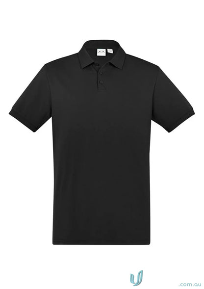 Black short sleeve polo shirt from City Polo with three-button placket p105ms