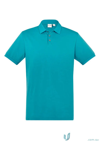City Polo men’s short sleeve polo in vibrant teal with three-button placket p105ms