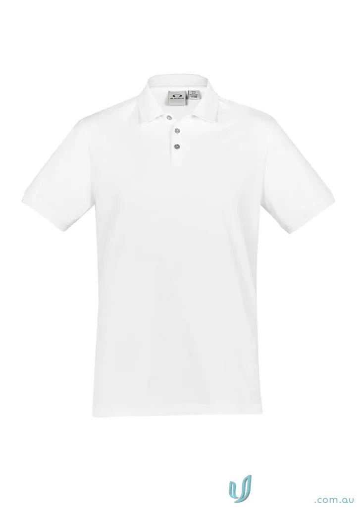 City Polo short sleeve polo shirt in white with three-button placket p105ms
