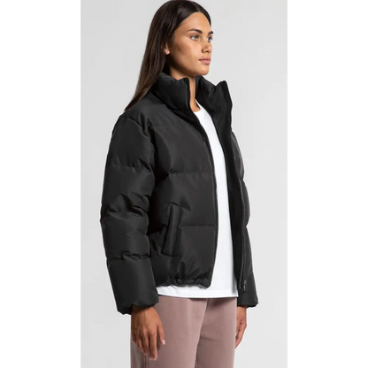 Black Claire Puffer Jacket with high collar and quilted design