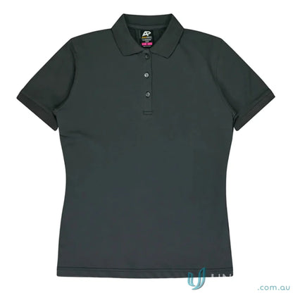 Dark gray Claremont Lady Polo with knitted collar, perfect for uniforms and workwear