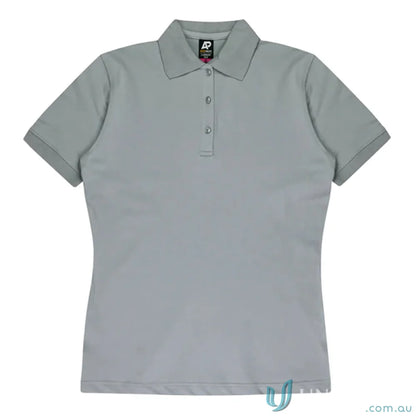 Light gray Claremont Lady Polo with knitted collar, perfect for uniforms and workwear