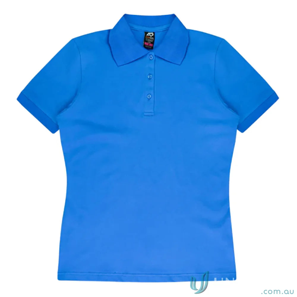 Sky blue Claremont Lady Polo with knitted collar, perfect for uniforms and workwear