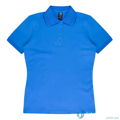 Sky blue Claremont Lady Polo with knitted collar, perfect for uniforms and workwear