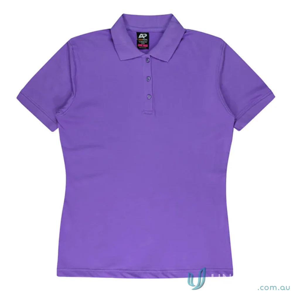 Vibrant purple Claremont Lady Polo with knitted collar, perfect for uniforms or workwear