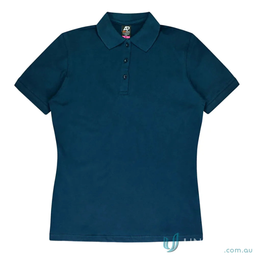 Claremont Lady Polo with knitted collar, perfect for uniforms and workwear in dark teal