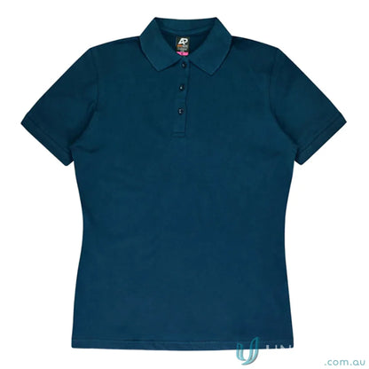 Claremont Lady Polo with knitted collar, perfect for uniforms and workwear in dark teal