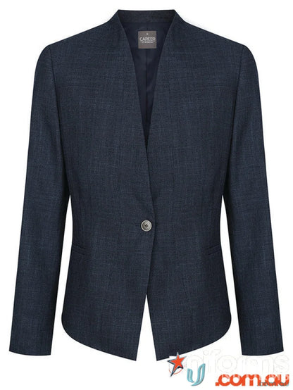 Navy blue Claremont Textured Crop Jacket with flattering silhouette for women