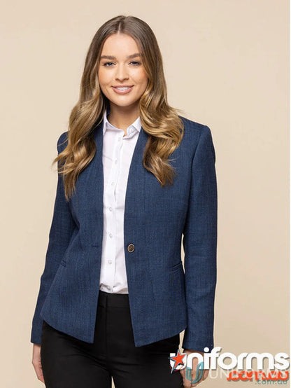 Women’s navy blazer from Claremont Textured Crop Jacket with a flattering silhouette