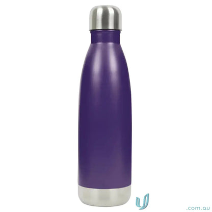 Purple stainless steel vacuum insulated drinks bottle, double-walled stainless steel design