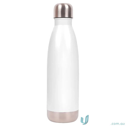 White metal water bottle made of double-walled stainless steel for insulation
