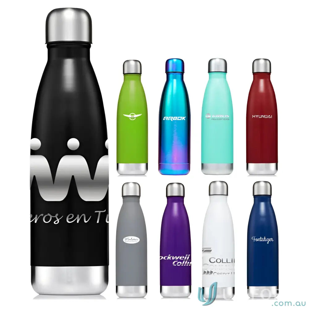 Assorted double-walled stainless steel water bottles for eco-friendly hydration
