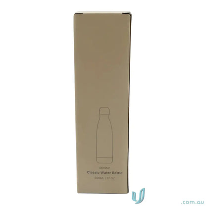 Cardboard box holding a Classic Insulated Stainless Steel Water Bottle 500ml