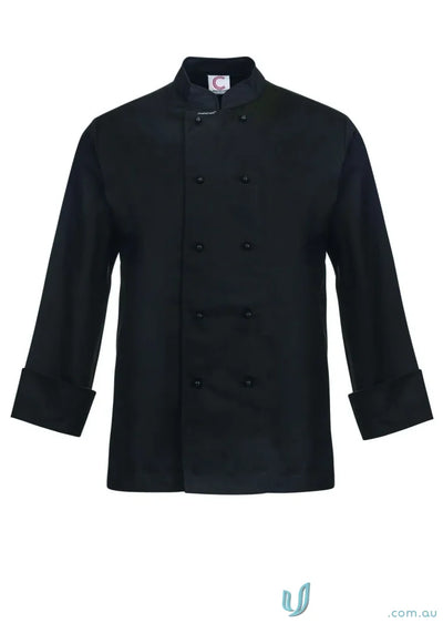 WorkCraft CJ031 Classic LS Chef Jacket in Black front product image