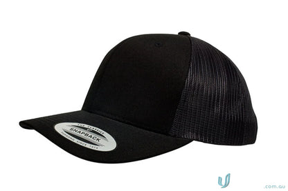 Black trucker hat from Classic Retro Wade Trucker Cap, perfect for uniforms and workwear