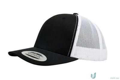 Black and white trucker hat for classic retro workwear and uniforms style