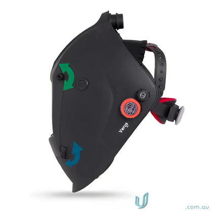 Black Welding Helmet from CleanAIR Verus with adjustable shade range and durable workwear style