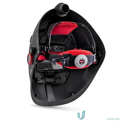 CleanAIR Verus Welding Helmet with black shade range visor and red workwear padding