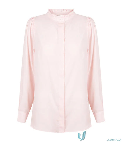 Light pink Bailey blouse with long sleeves, perfect for effortless elegance