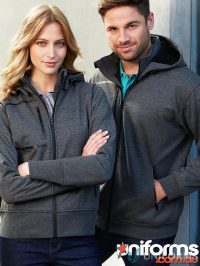 Matching gray zip-up hoodies from Biz Collection Ladies Oslo Jacket for staying warm