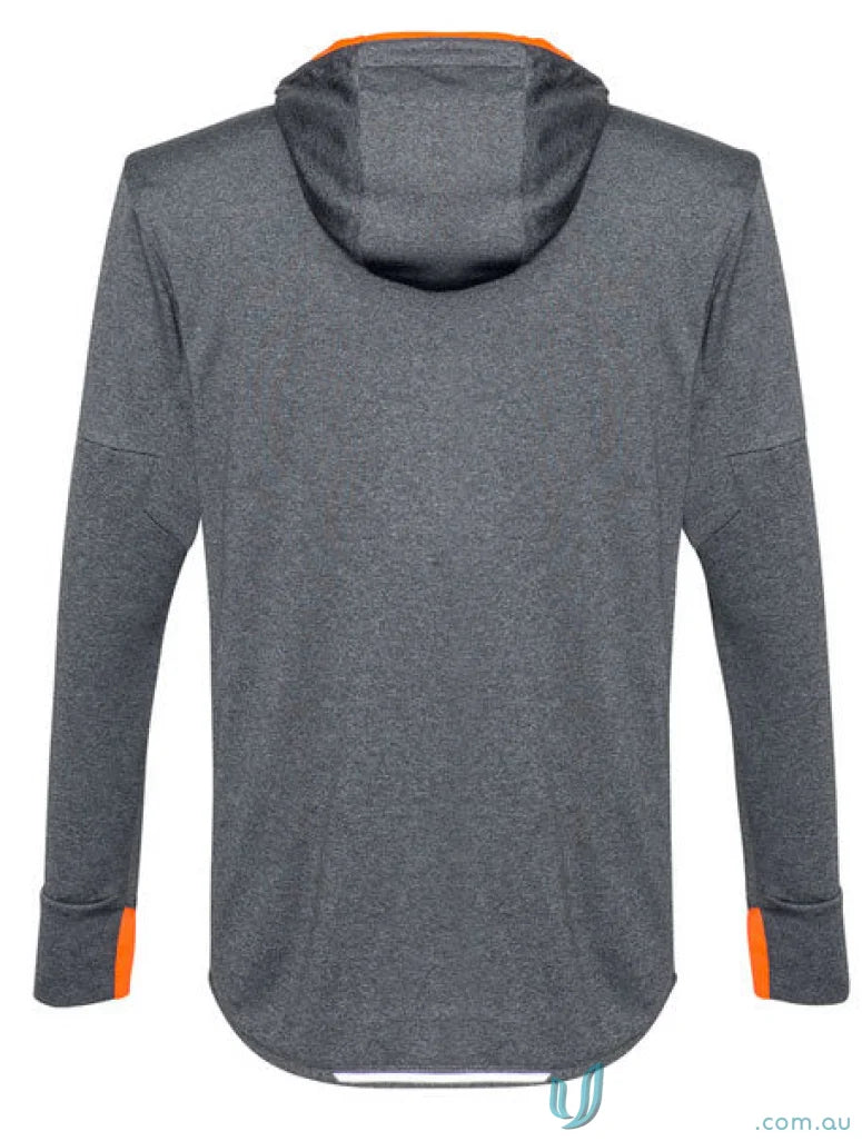 Gray hooded sweatshirt from the Biz Collection Pace Hoodie with fluoro hood lining