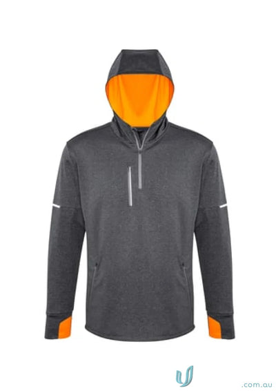 Gray and orange collection Pace Hoodie with fluoro hood lining from Biz Cool