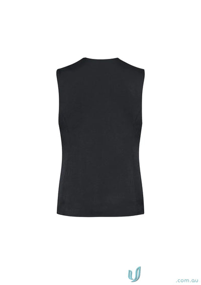 Black sleeveless wool peaked vest with crew neck from Clearance Comfort Wool collection