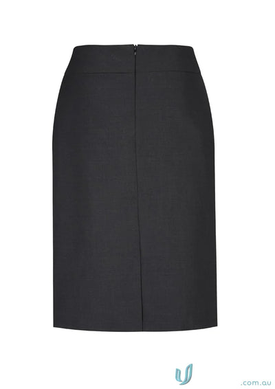 Black wool relaxed fit skirt with back zipper vent for comfy style