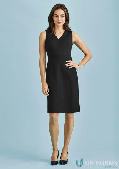 Cool stretch sleeveless black VNeck Dress made from bamboo charcoal fabric for a sleek look