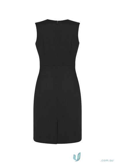 Cool stretch sleeveless black VNeck dress made from bamboo charcoal for stylish comfort