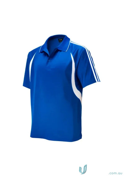 Blue polo shirt with white accents from the collection mens flash biz collection mens flash