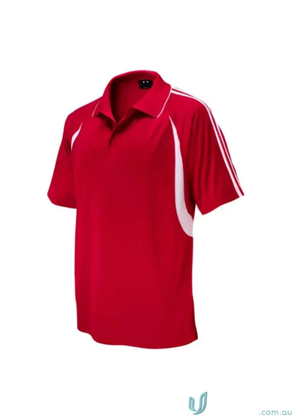 Men’s Flash Polo from Biz Collection Men’s featuring a red polo with white accents