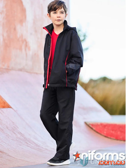 Kids razor rain suit in black and red from Biz Collection Kids Razor Pant TP409K