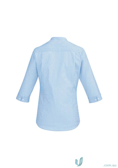 Light blue three-quarter sleeve shirt perfect for uniforms or workwear on sale