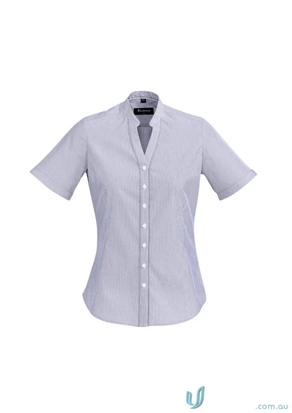 Women’s Bordeaux short-sleeved workwear shirt perfect for uniforms or work uniforms