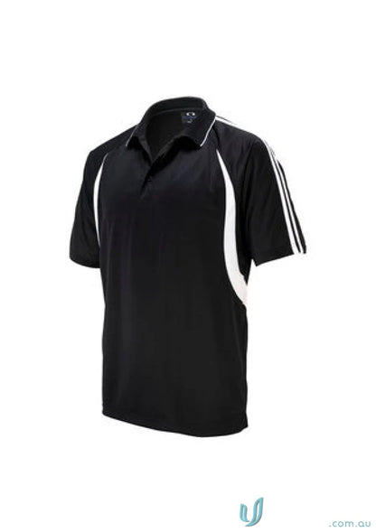Black polo shirt with white accents from the Biz Collection Ladies Flash Polo line