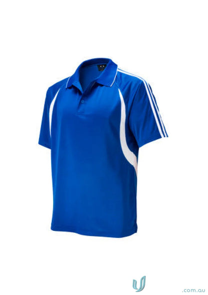 Blue polo shirt with white accents from the CLEARANCE Ladies Flash Polo collection ladies flash polo