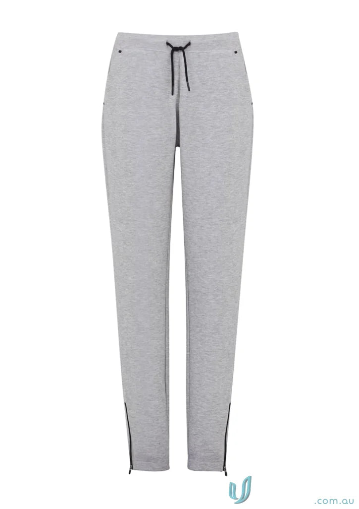 Gray women’s neo pant with ankle zips and adjustable waistband, perfect for comfort
