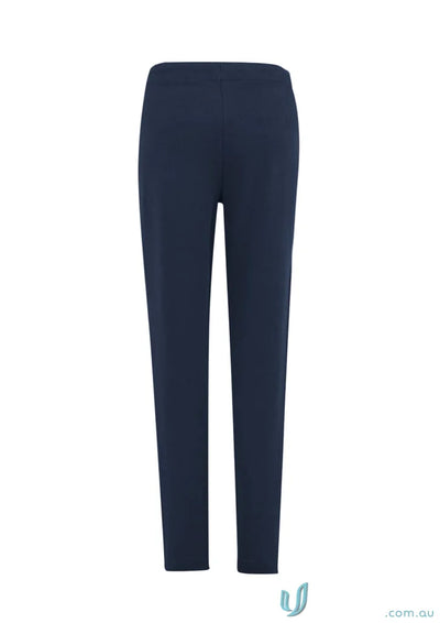 Navy blue womens neo pant with ankle zips and adjustable waistband for a stylish look